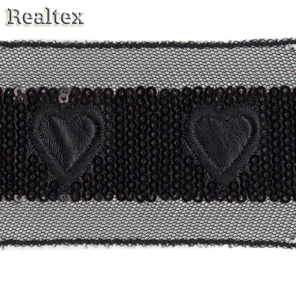 Тесьма с пайетками CTZ-8565 60мм цв.черный