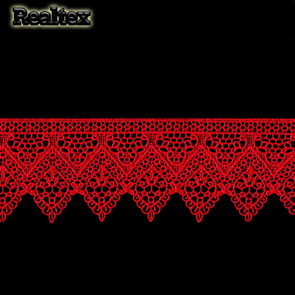 Кружево  гипюр  Realtex  51мм LF-92068 цв.20 красный