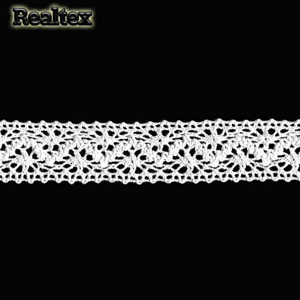 Тесьма вязаная тонкая нить 25мм TBY 5012 (25м) цв.02 белый