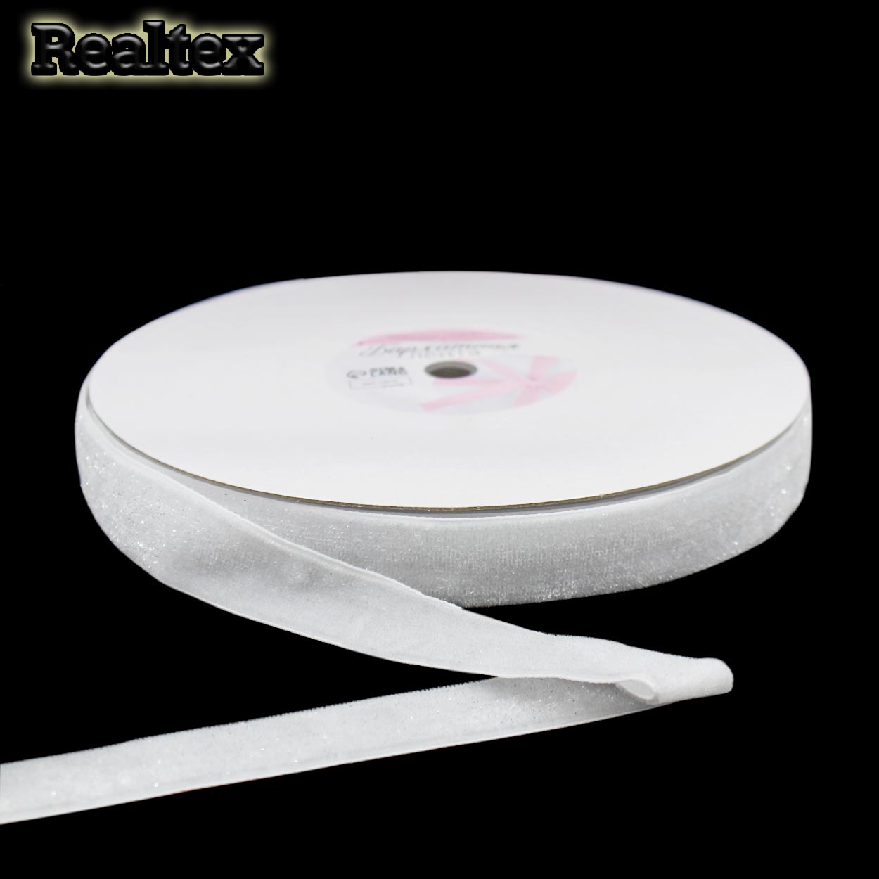 Лента бархатная люрекс 20мм 9626554 цв.белый/серебро