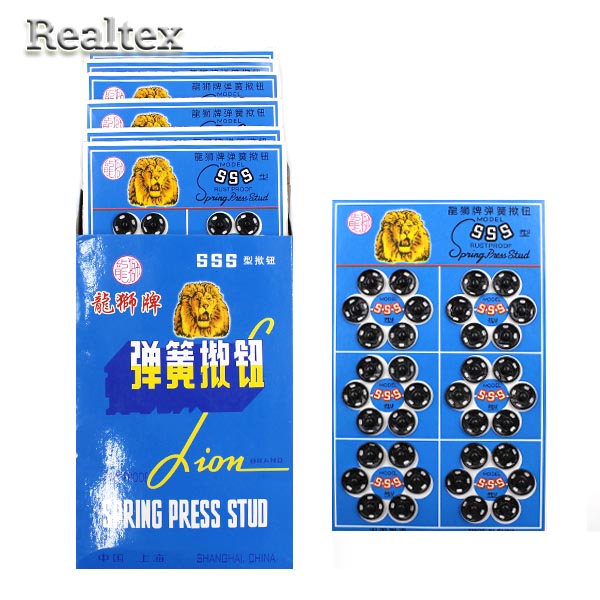 Кнопка пришивная металлическая Реалтекс №1 10мм (36кнопок) (8шт) цв.черный