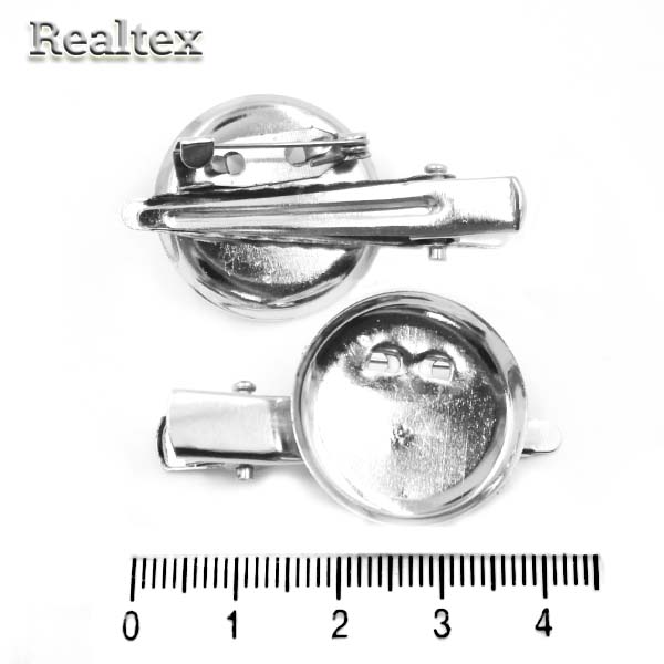 Заготовка для броши Реалтекс круглая с зажимом 25мм цв.никель