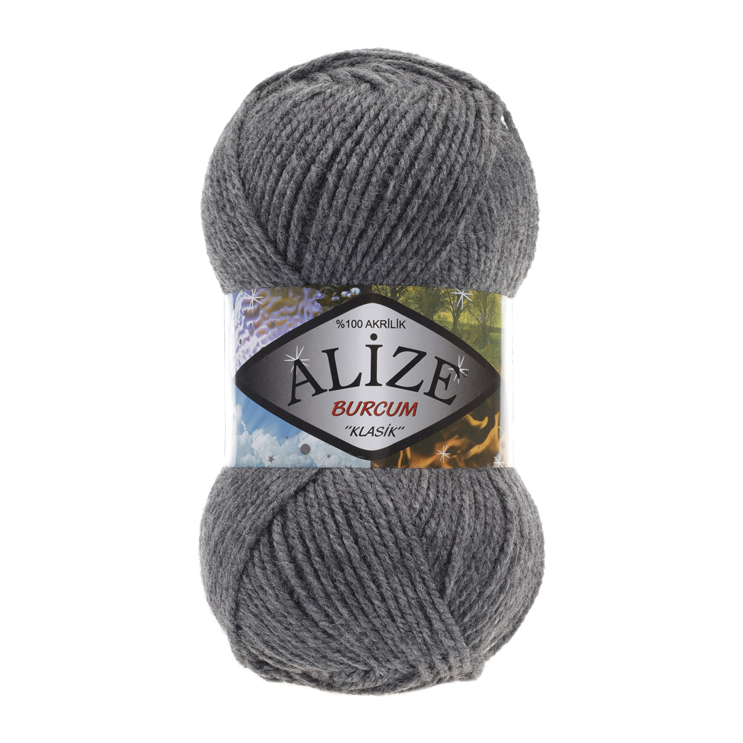 Пряжа Alize "Burcum Klasik" (100гр) цв.196 т.серый меланж