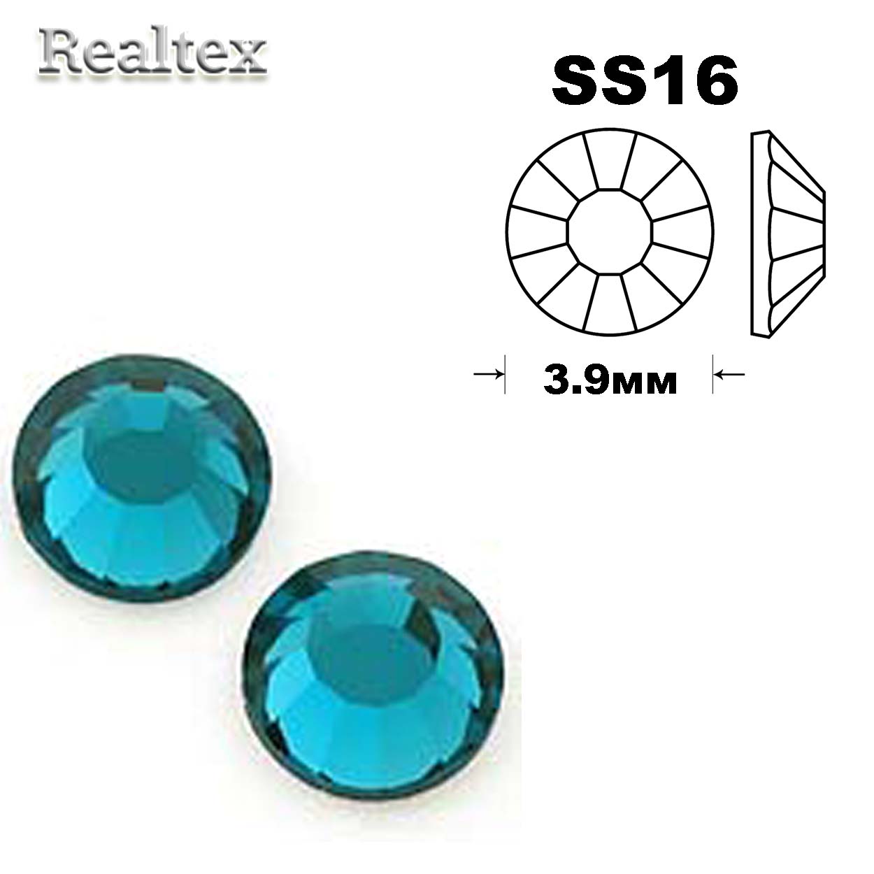 Стразы термоклеевые Swarowski SS-16 цв.Blue Zircon 