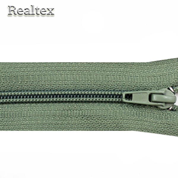 Молния витая Т.4 20см неразъемная замок автомат цв.324 серо-зелёный