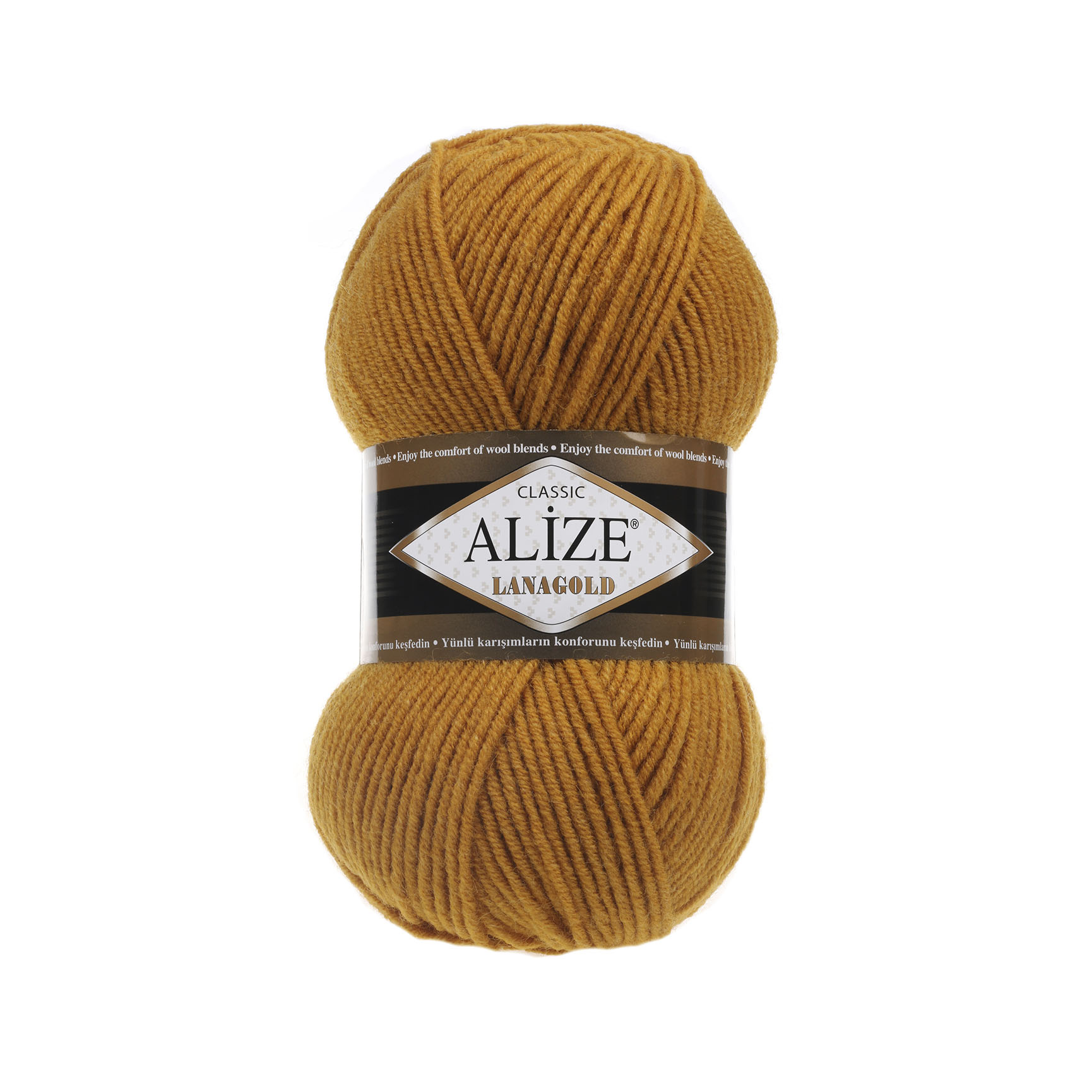 Пряжа Alize "Lana Gold" (0,5кг) цв.645 горчичный 