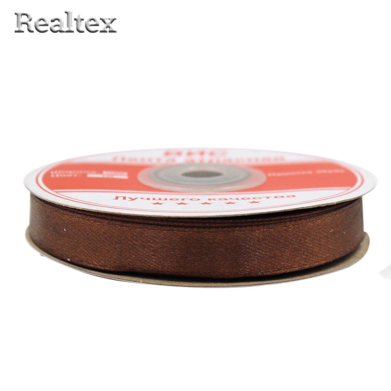 Лента атласная 12мм Realtex (27,4м) цв.138RS коричневый