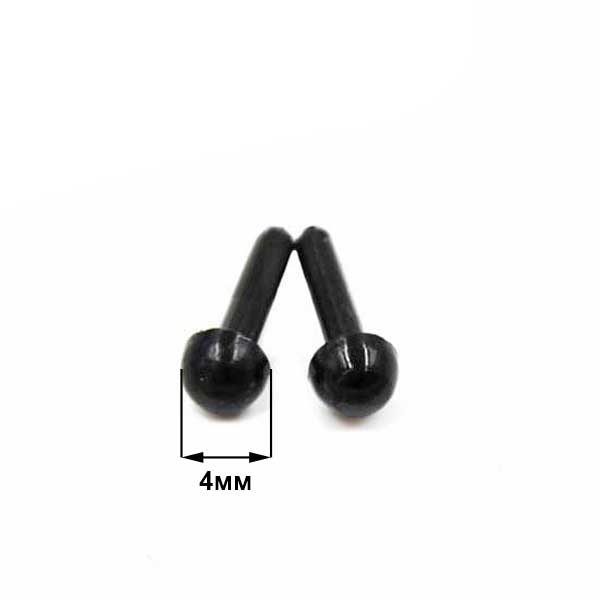 Глазки Realtex круглые на ножке R-76 4мм (100шт) цв.черный