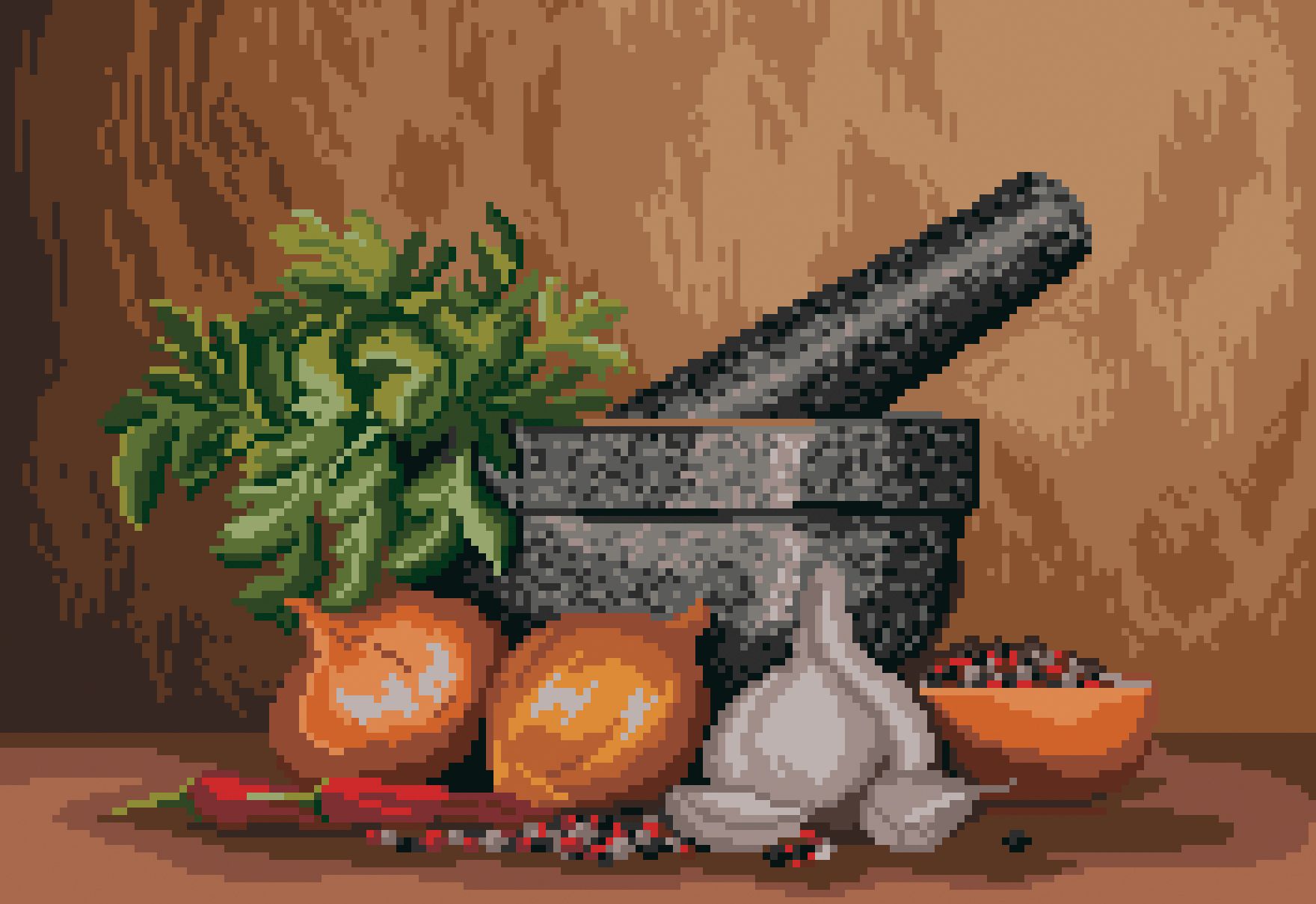 Рисунок на канве МП №1875 "Натюрморт со ступкой" 28х37см