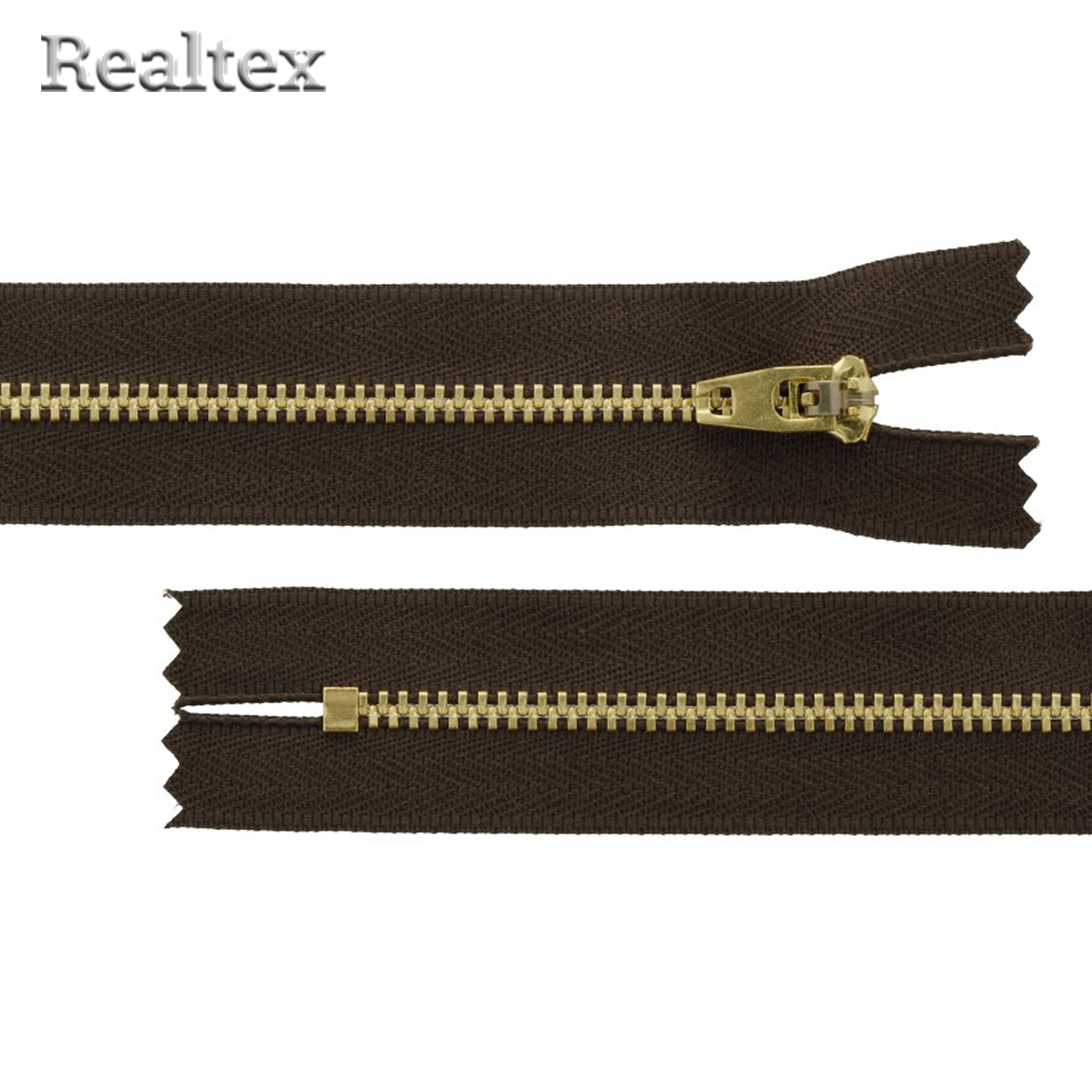 Молнии джинсовые JIN 4L латунь 16см Т.4 неразъёмная №1 (10шт) цв.295 тёмно-коричневый