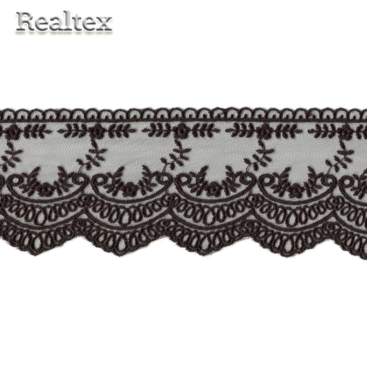 Кружево Реалтекс на сетке 100мм 8BE1158 матовая нить цв.черный