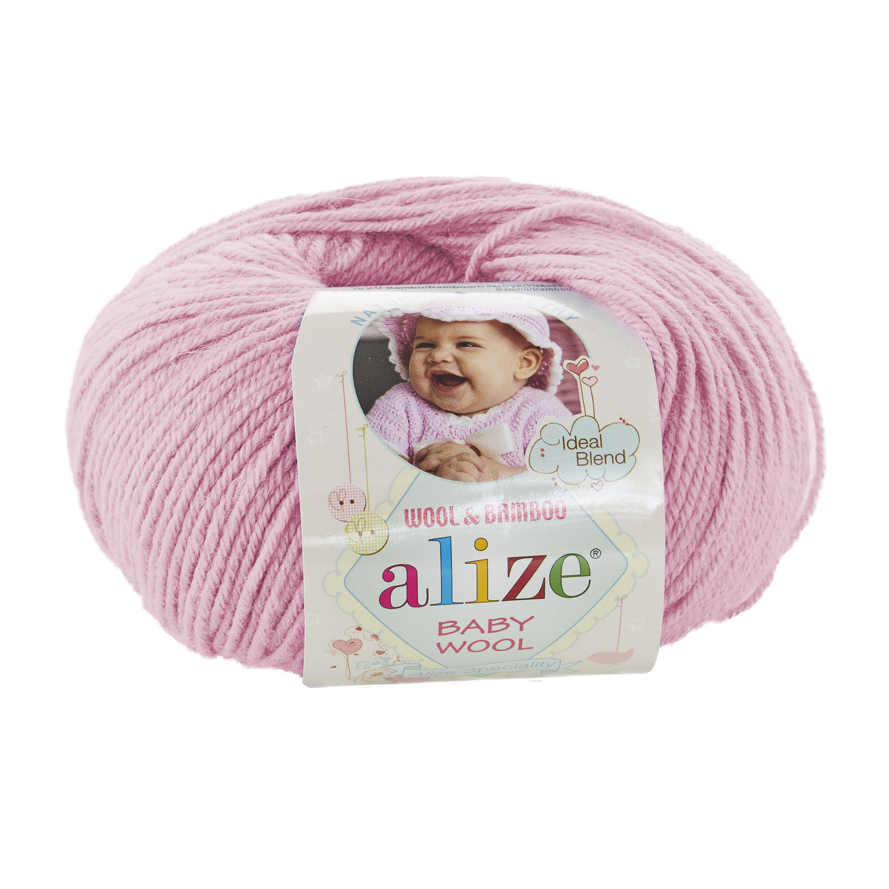 Пряжа Alize "Baby Wool" (50гр) цв.185 св.розовый