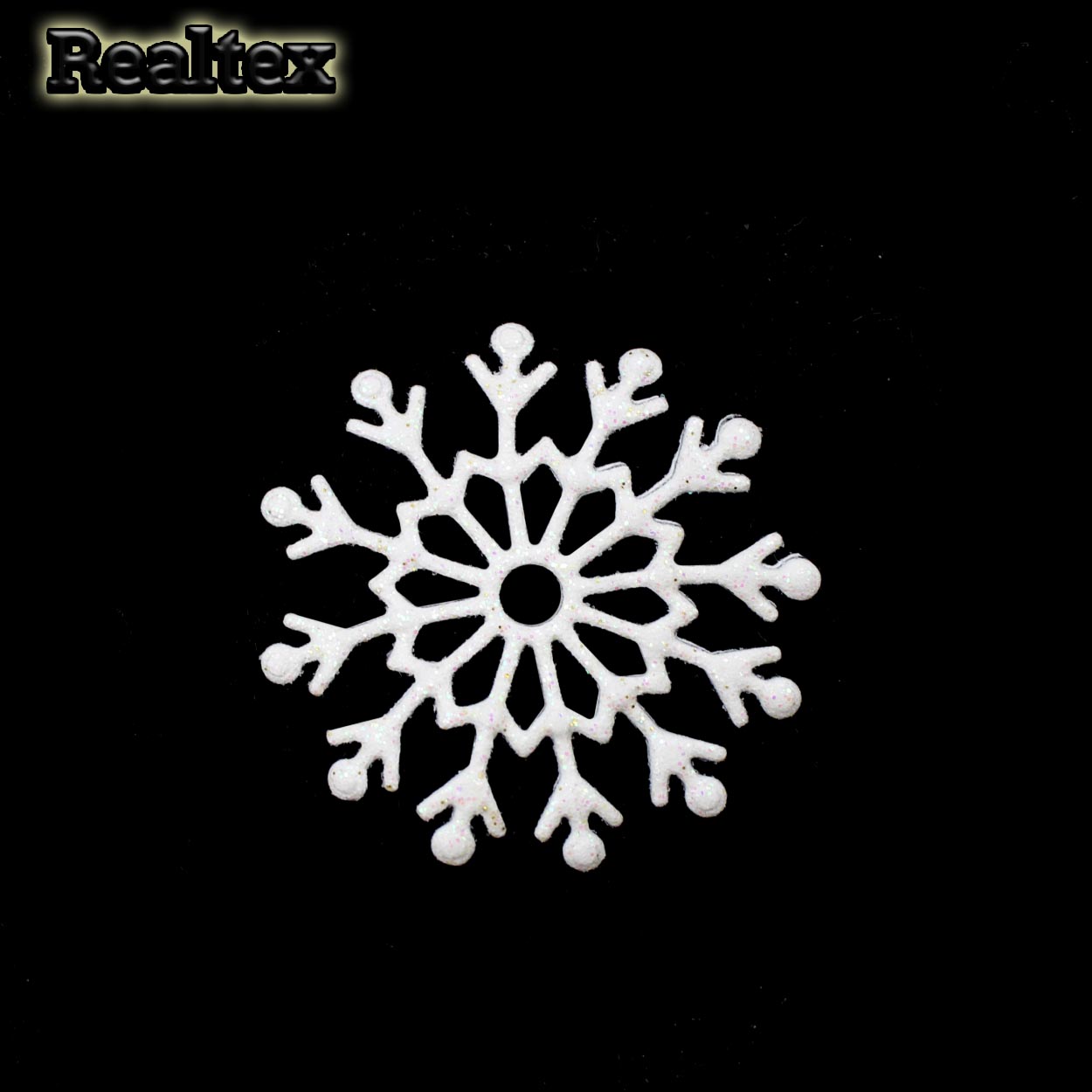 Набор 20 "Снежинки" из глиттерного фоамирана 41мм (10 шт) цв.белый