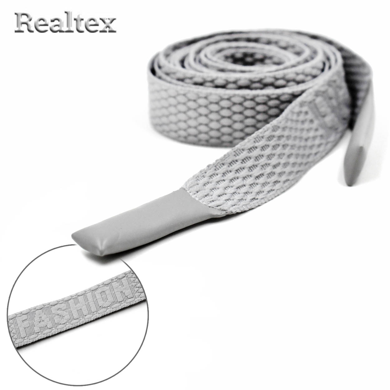 Шнур с наконечниками Realtex R- 3 Fashion плоский шир.15мм 140см (10шт) цв.серый