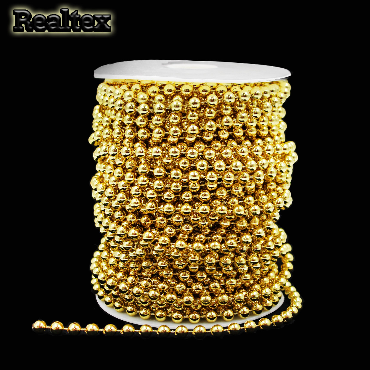 Бусины тесьма Realtex  6мм цв.золото