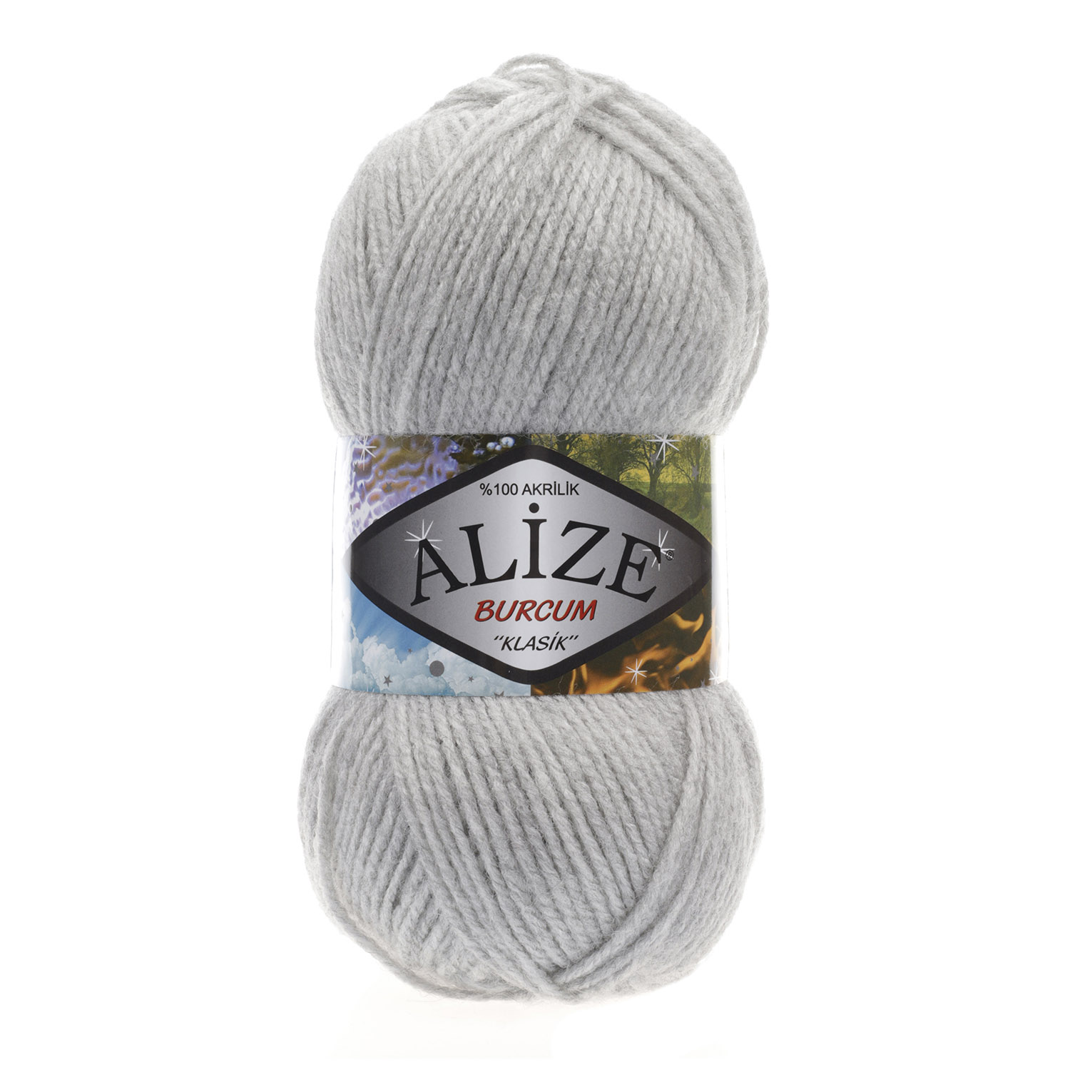 Пряжа Alize "Burcum Klasik" (100гр) цв.208 св.серый меланж