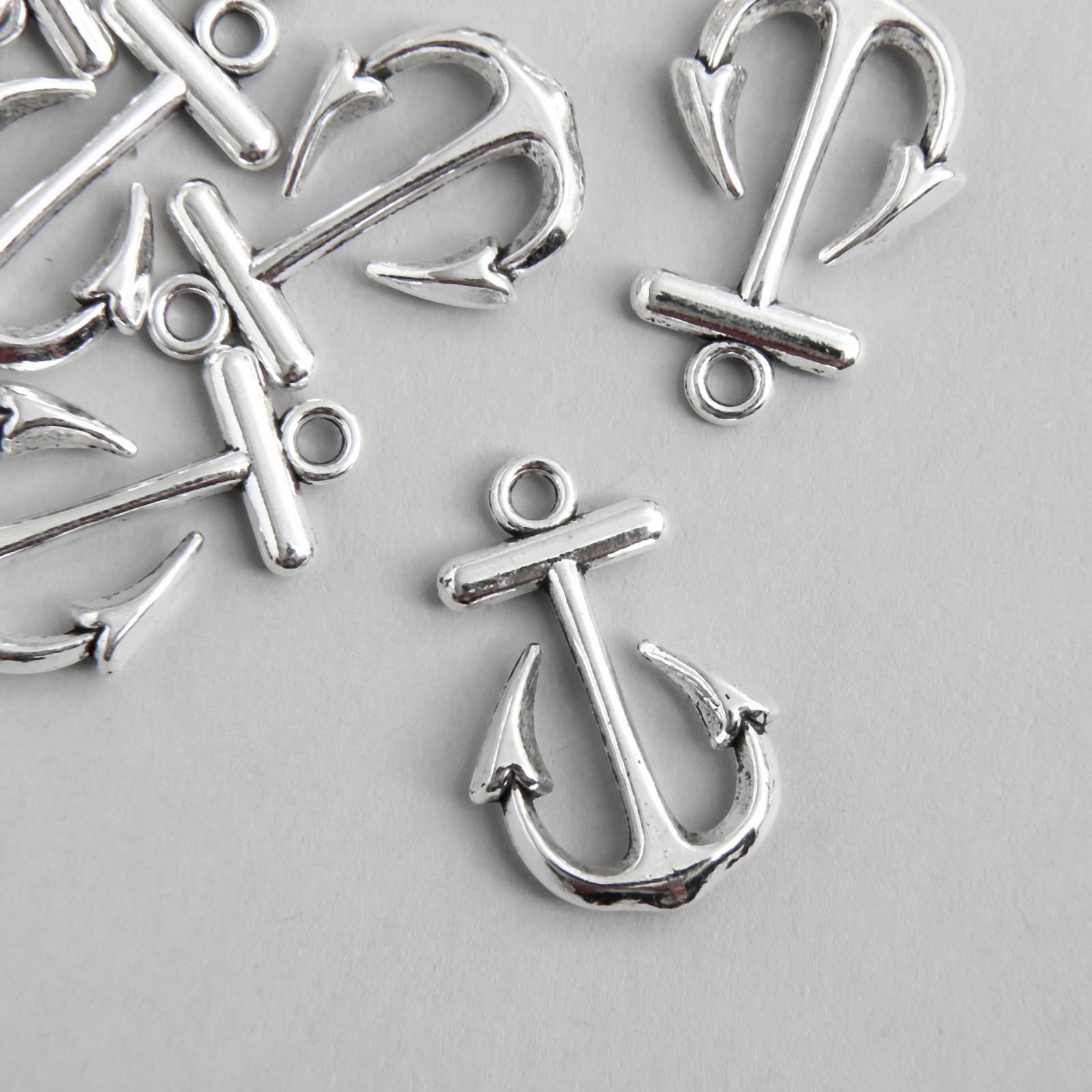 Подвеска металл 5279232 "Якорь" 23*15мм (6шт) цв.серебро