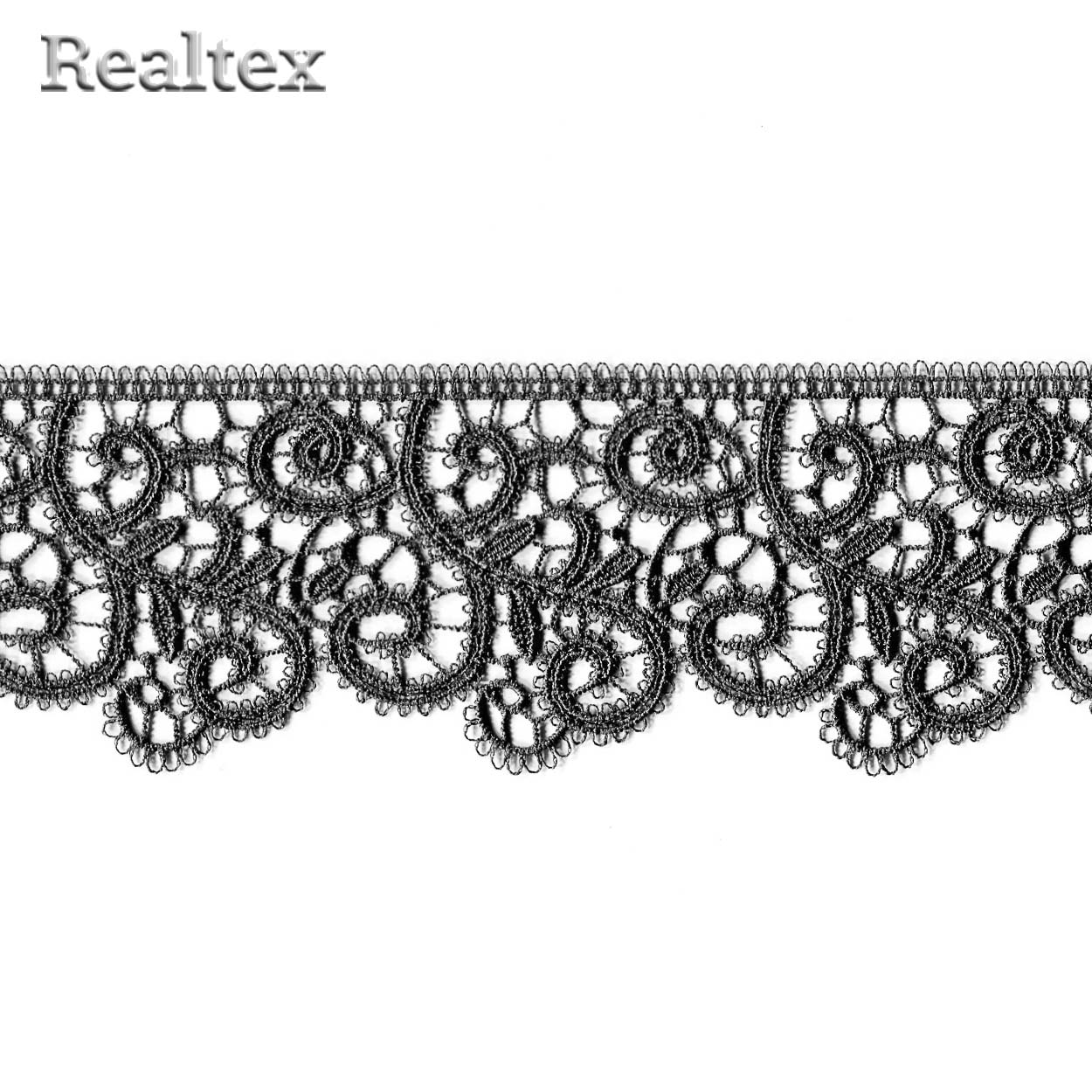Кружево  гипюр  Realtex  60мм R-6510 (9,1м) цв.243 темно-серый