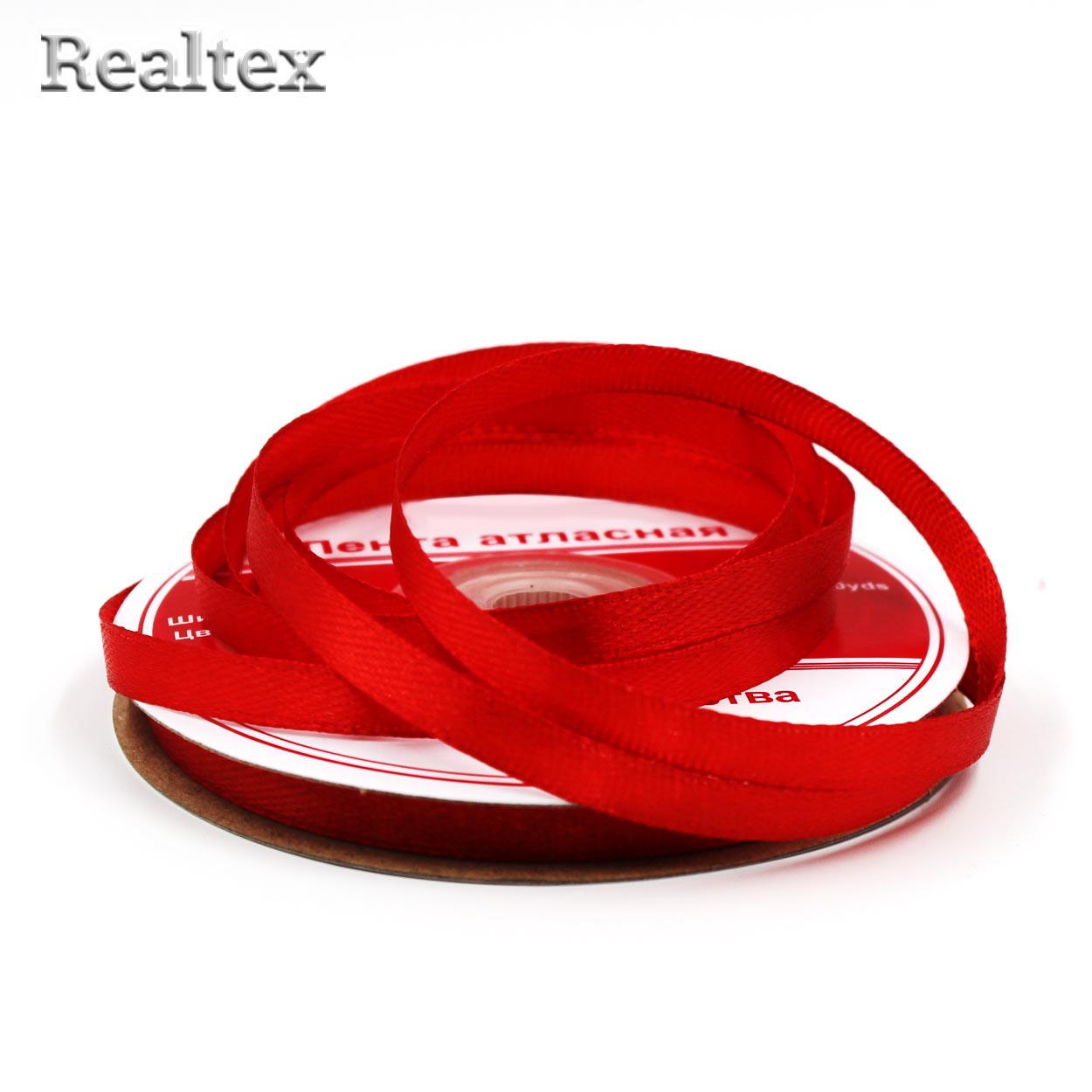 Лента атласная 6мм Realtex (27,4м) цв.057 красный