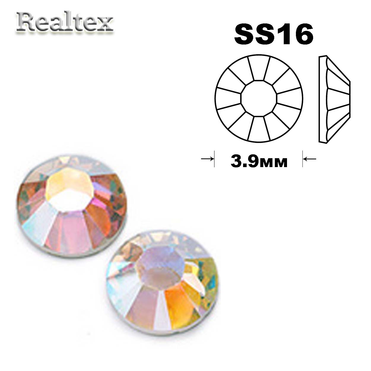 Стразы термоклеевые Swarowski SS-16 цв.Crystal АВ