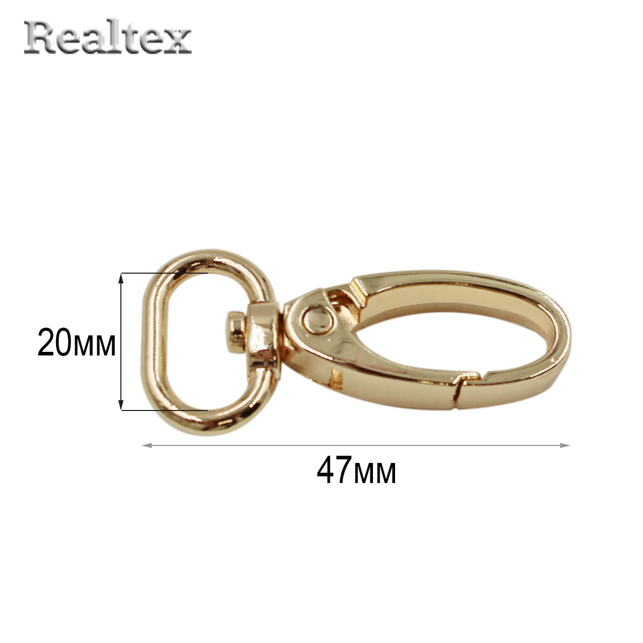  Карабин Реалтекс 20мм (10шт) цв.полированное золото