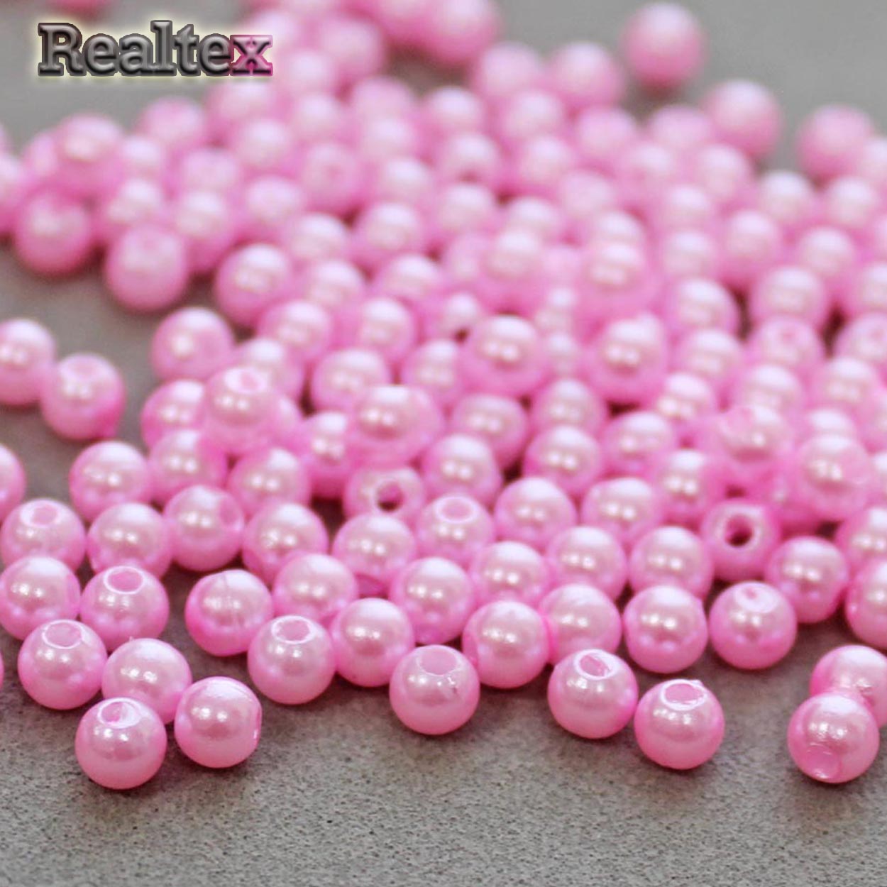 Бусины пластик Реалтекс  6мм под жемчуг (100гр) цв.015 розовый