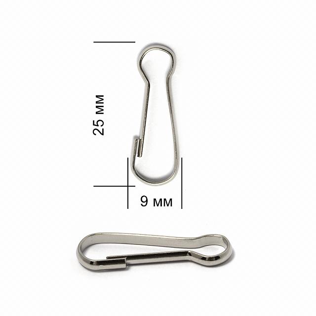 Карабин металлический TB.JX5577 25мм (50шт) цв.сталь 