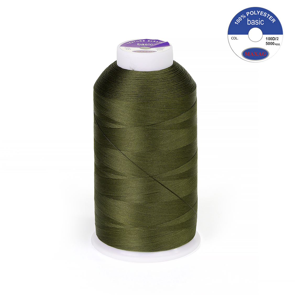 Нитки текстурированные эластичные MAX 100D/2 (4575м) цв.647 хаки