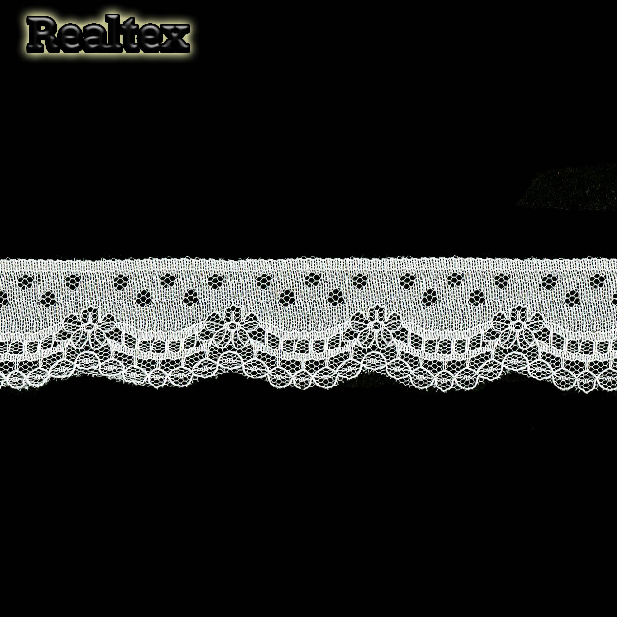 Кружево капроновое Реалтекс  35мм SC 90 (25м) цв.светло-молочный