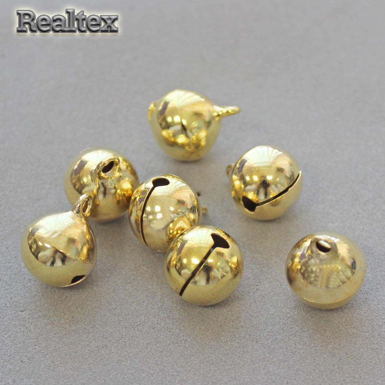 Бубенчики Реалтекс Premium металлические 14мм цв.светлое золото