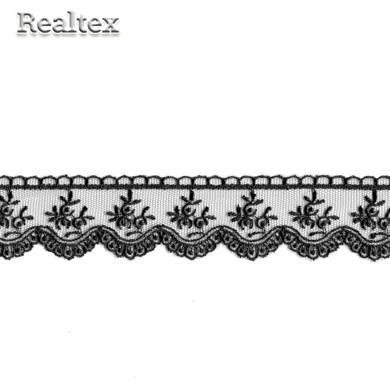 Кружево Реалтекс на сетке  40мм 4BE4013 (12м) цв.черный