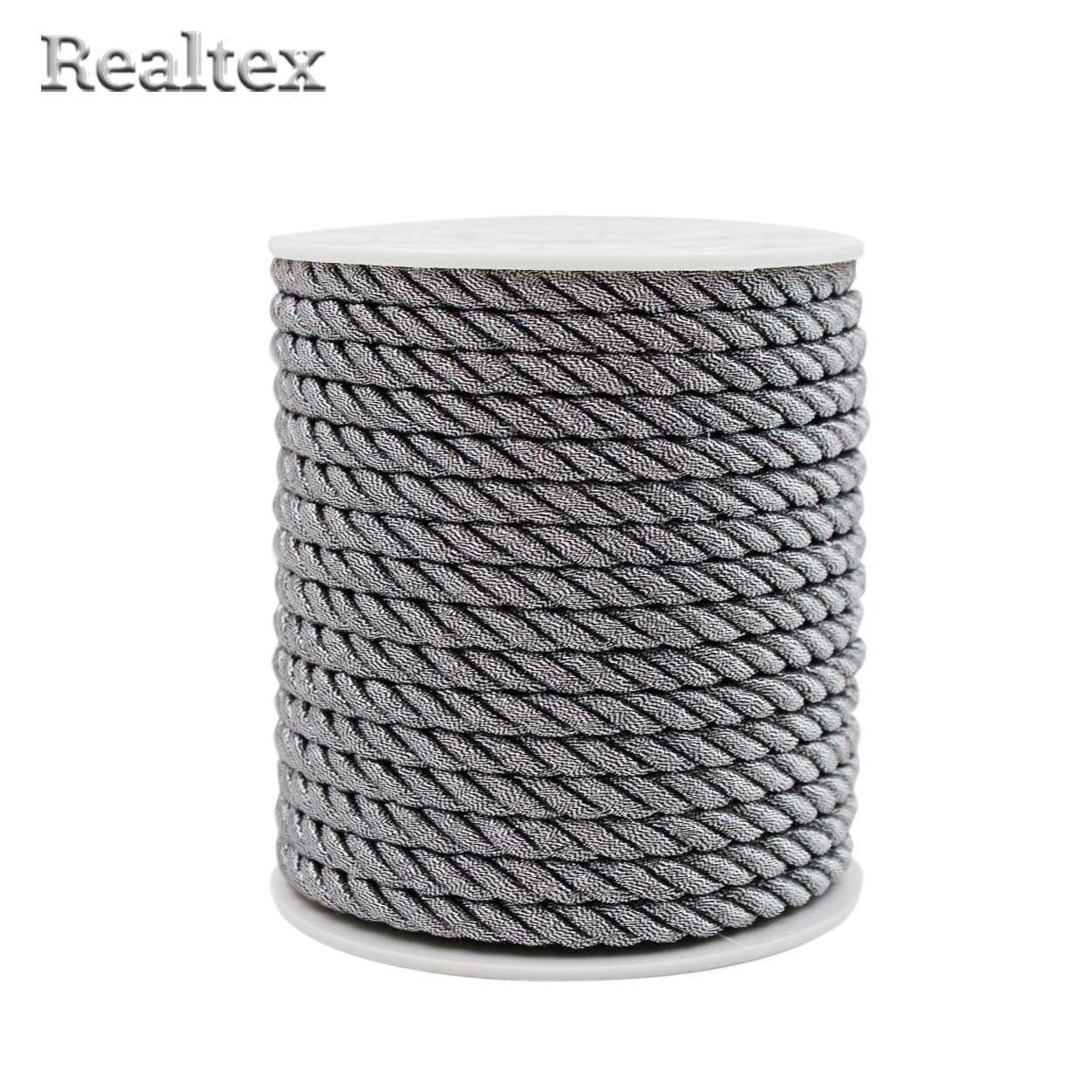 Шнур люрекс Realtex  6мм цв.черное серебро