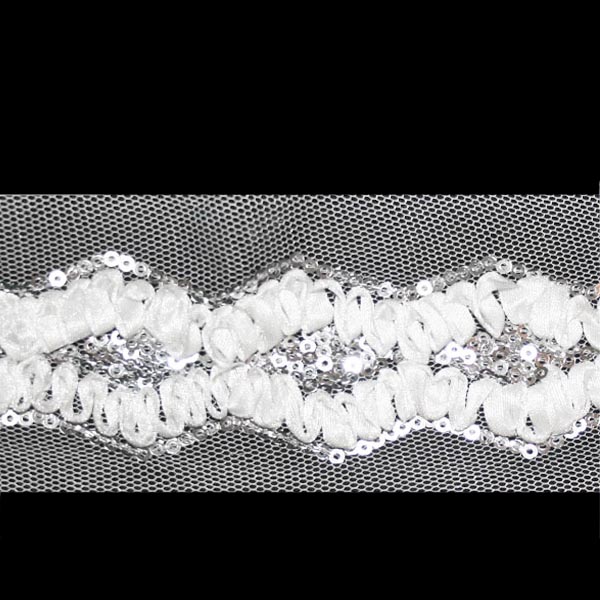 Тесьма с пайетками XDG 474 60мм цв.белый