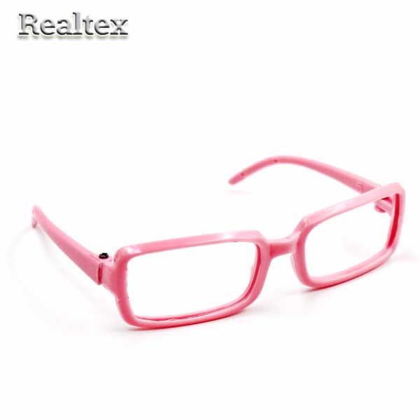 Очки без стекла прямоугольные пластик 26287 9см для игрушек цв.розовый