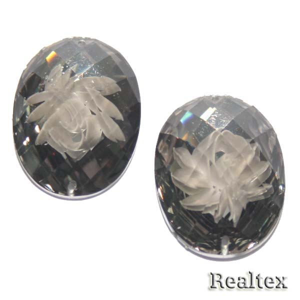 Стразы пластиковые пришивные AB-4 большие цв.серый 