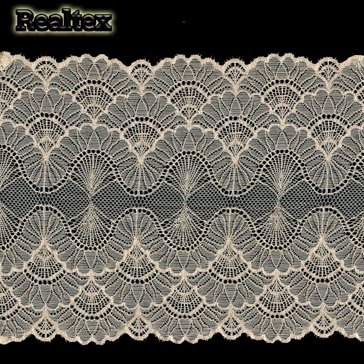 Кружево стрейч 195мм TBY 8034 цв.L168 серебристый пион