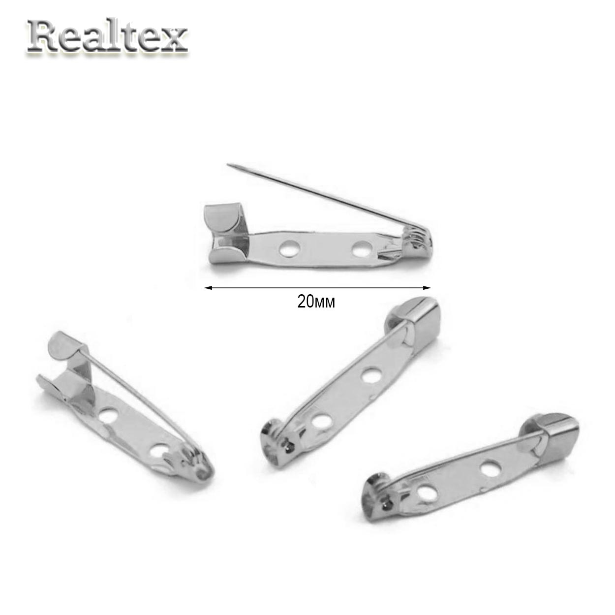 Заготовка для броши Realtex прямоугольная 20мм цв.никель