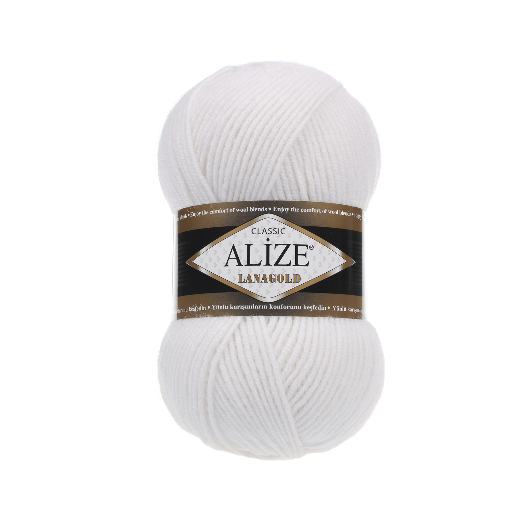 Пряжа Alize "Lana Gold" (100гр) цв.белый 55