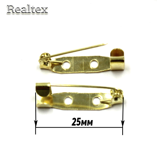 Заготовка для броши Реалтекс прямоугольная 25мм цв.золото