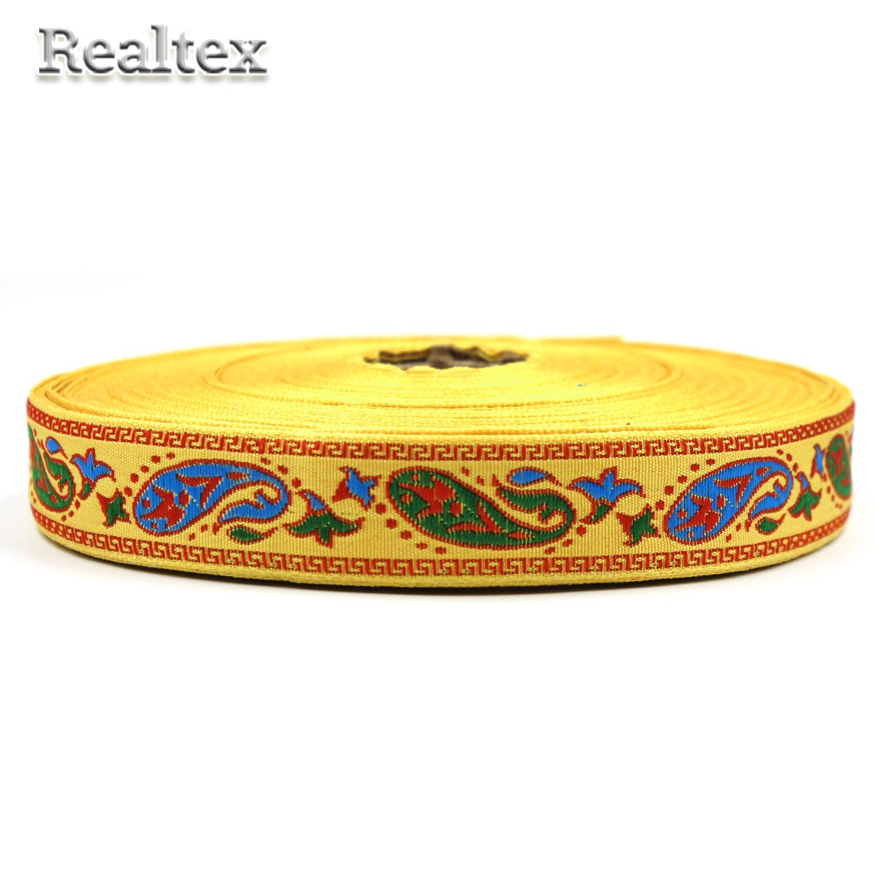 Тесьма жакардовая 24мм с1852г17 рис.9061 (25м) цв.желтый