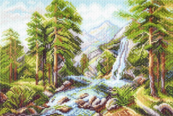 Рисунок на канве МП №1381 "Горный пейзаж" 28х37см