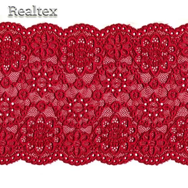 Кружево стрейч 185мм TBY 00755 (10м) цв.101 тёмно-красный 