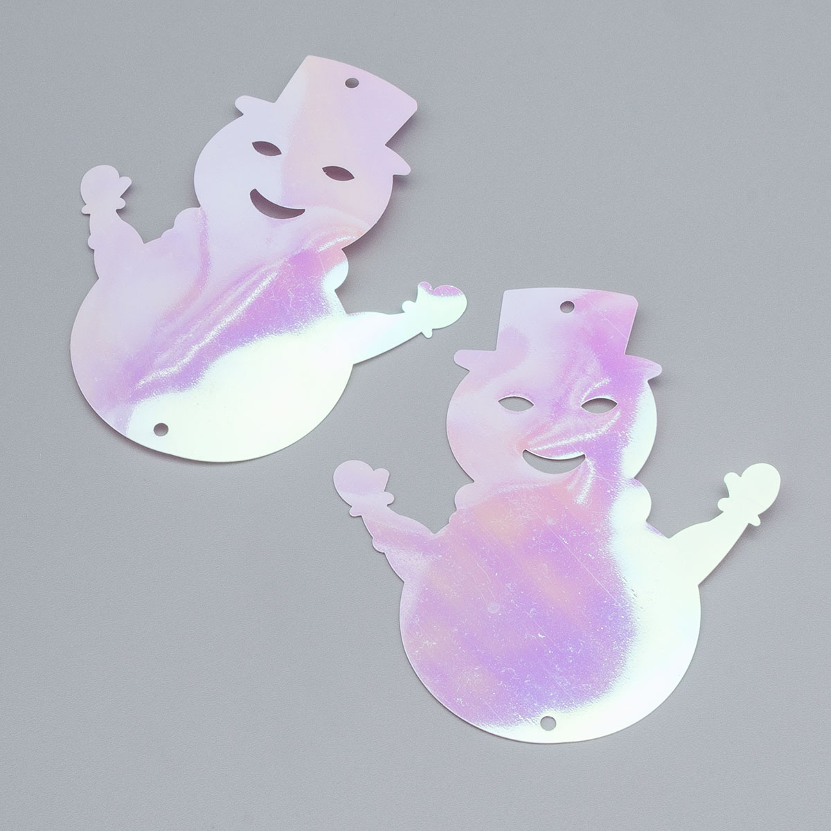 Пайетки "Астра" "снеговик" 9,8*8,5см (30шт) цв.перламутр голограмма