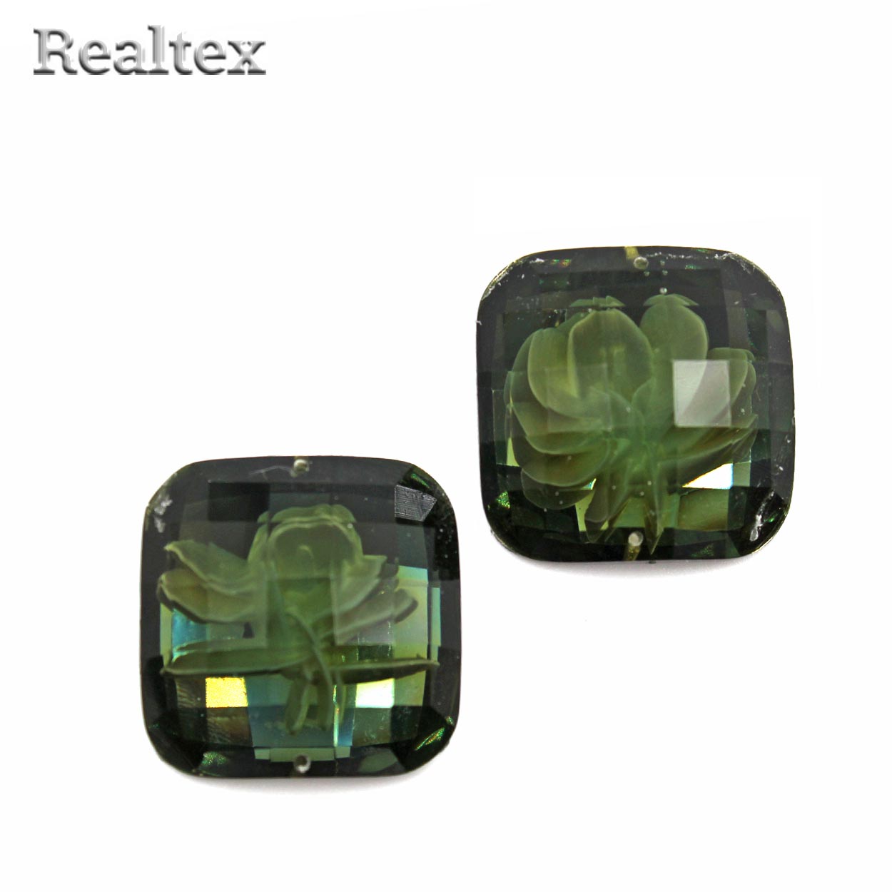 Стразы пластиковые пришивные AB-3 большие цв.серо-зеленый 