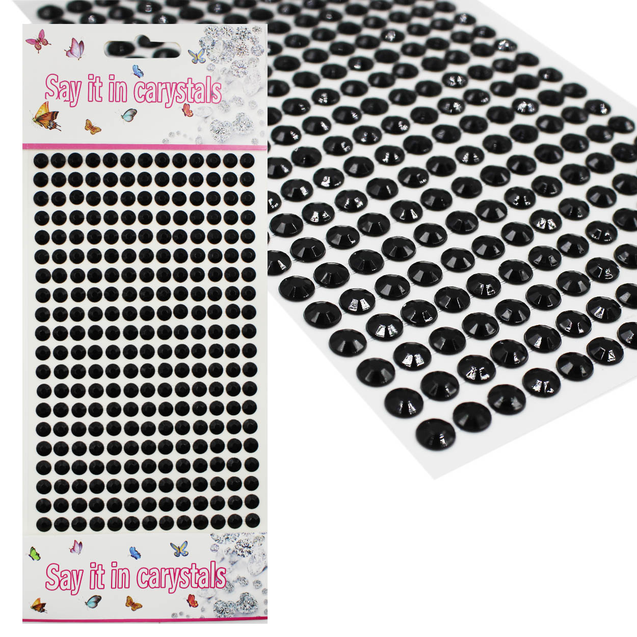 Стразы клеевые акриловые Realtex №7 6мм (блистер) (260шт) цв.черный