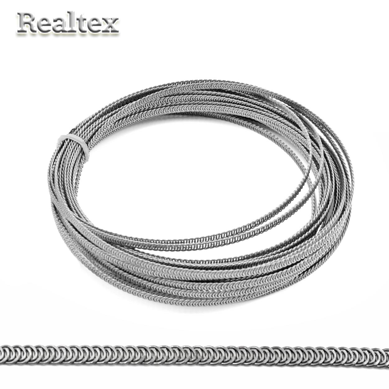 Косточки в рулоне Realtex металл оцинкованные 5мм h-1,1мм (10м) цв.никель