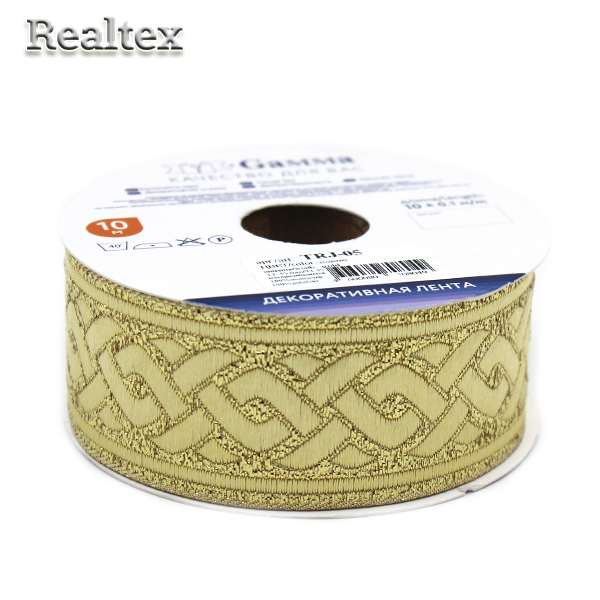 Тесьма жакардовая TRJ-05 33-35мм (10м) цв.золото 
