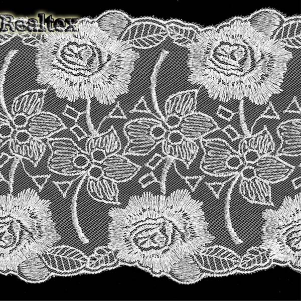 Кружево на сетке 150мм 54-4122 цв.белый