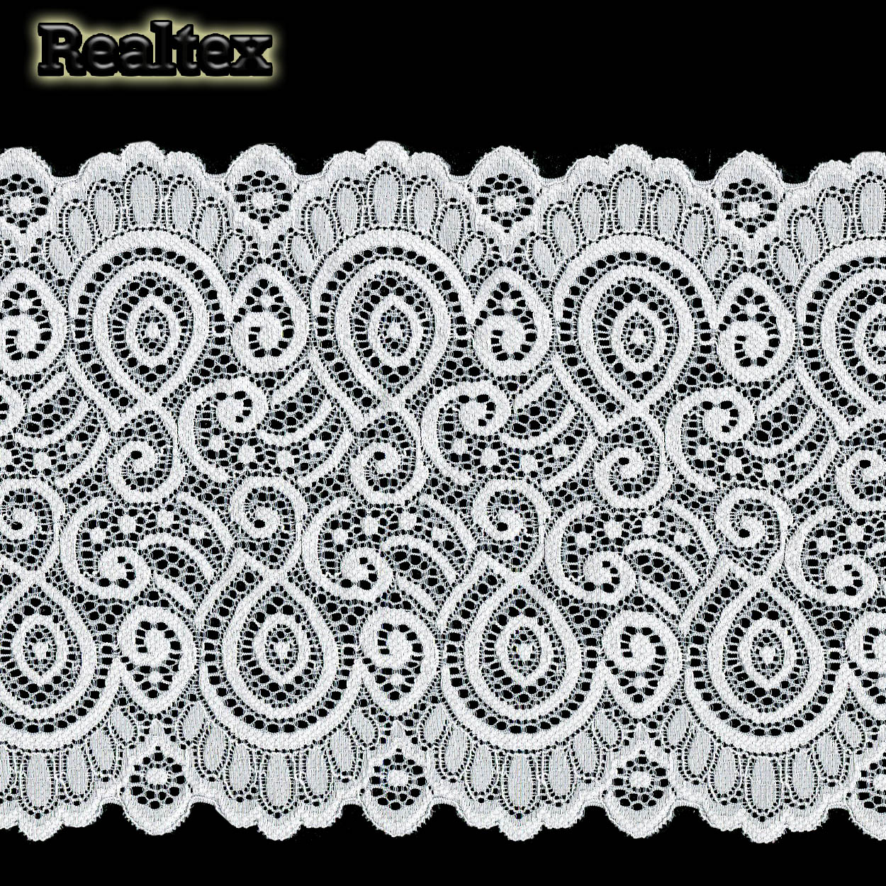 Кружево стрейч 180мм TBY L1351 цв.001 белый