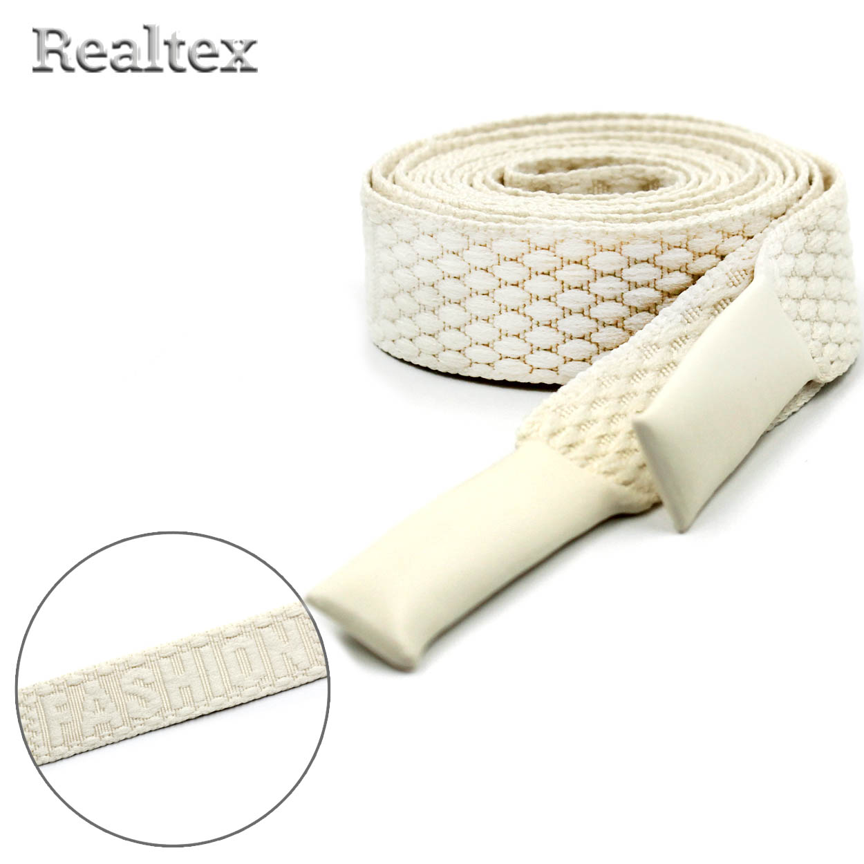 Шнур с наконечниками Realtex R- 3 Fashion плоский шир.15мм 140см (10шт) цв.бежевый